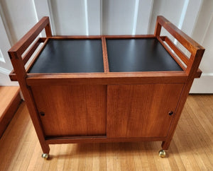 Rolling Teak Bar Cart - Cook Street Vintage