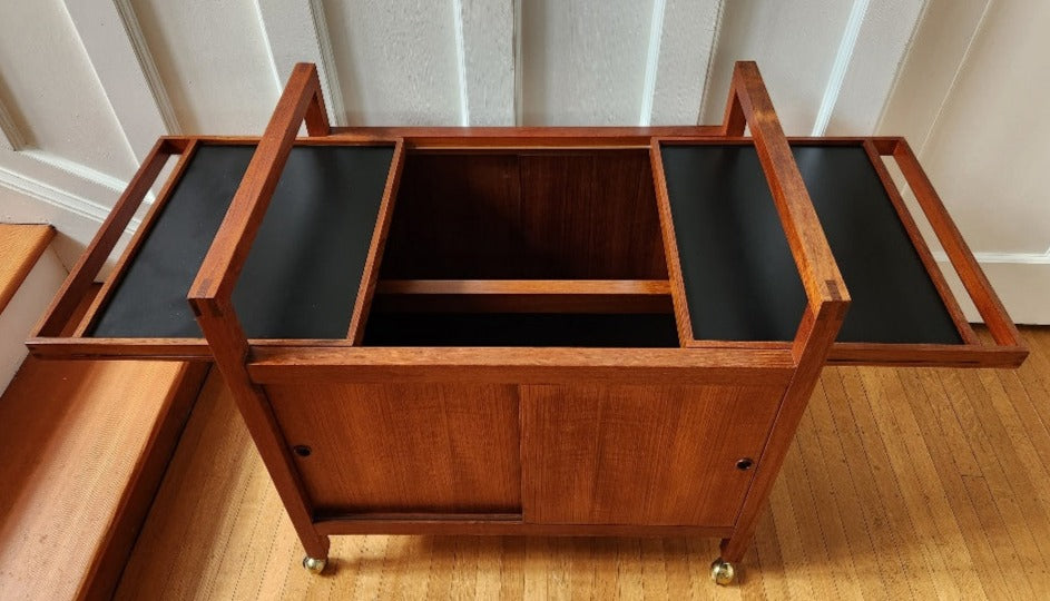 Rolling Teak Bar Cart - Cook Street Vintage