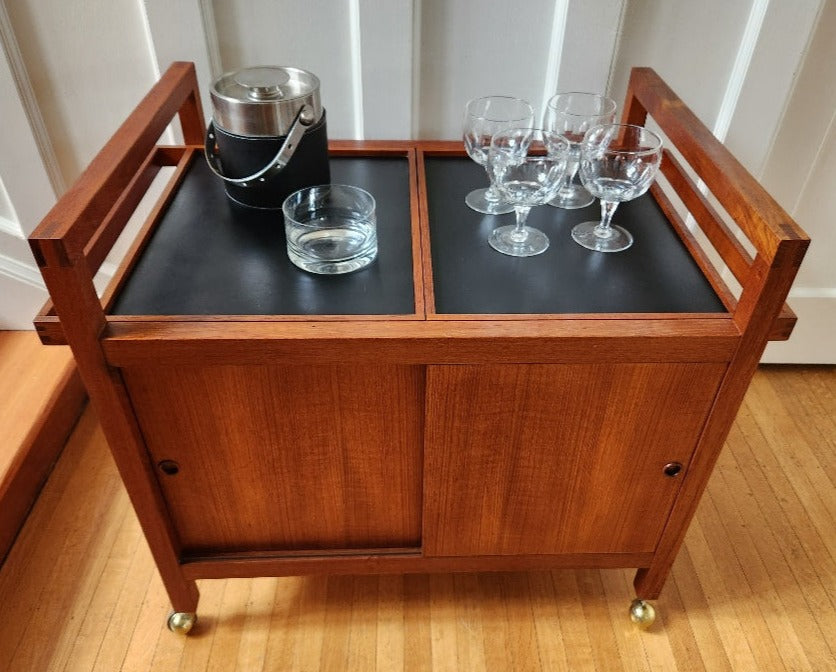 Rolling Teak Bar Cart - Cook Street Vintage