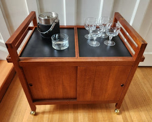Rolling Teak Bar Cart - Cook Street Vintage
