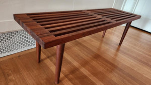 Slatted Teak Bench - Cook Street Vintage