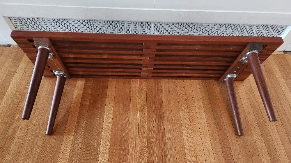Slatted Teak Bench - Cook Street Vintage