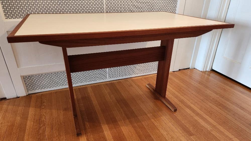 MCM Teak Trestle Dining Table - Cook Street Vintage