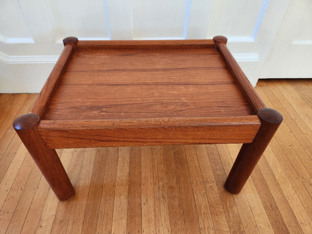 Vintage teak coffee table with solid round legs- Cook Street Vintage