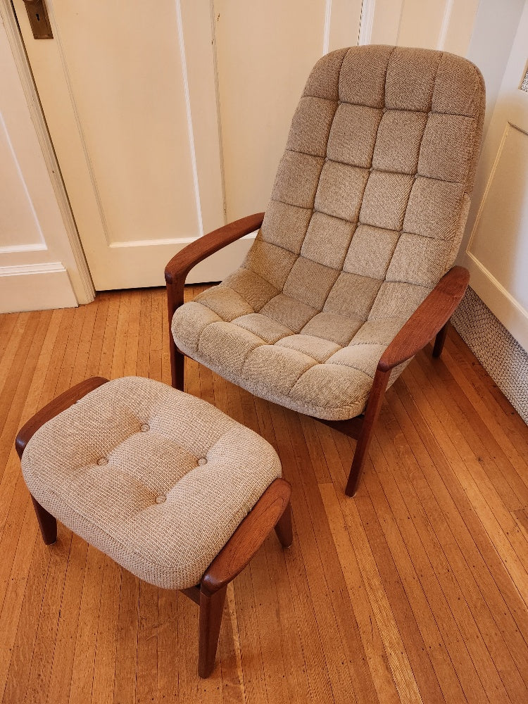 Huber Scoop or Palm Lounge Chair and Huber Ottoman - Cook Street Vintage