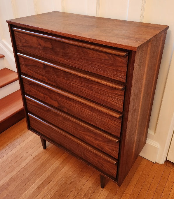5-Drawer MCM Walnut Dresser - Cook Street Vintage