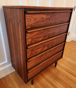 5-Drawer MCM Walnut Dresser - Cook Street Vintage
