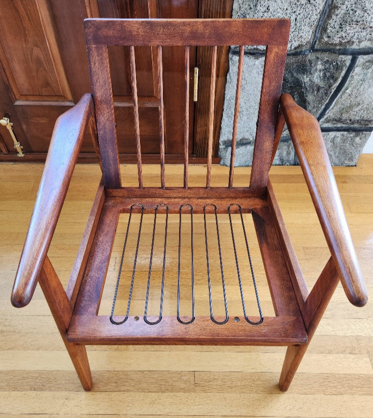 Walnut frame and springs of Vintage walnut mid-century lounge chair - Cook Street Vintage.