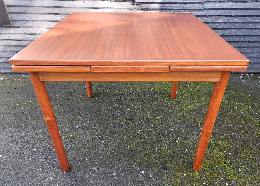 Mid-century teak dining tbale with extending leaves-Cook Street Vintage