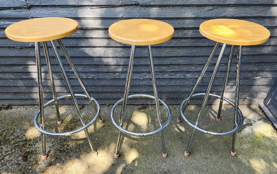 Set of 3 Chrome Barstools