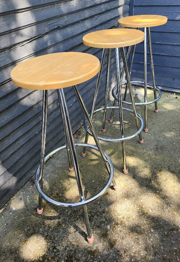 Set of 3 Chrome Barstools