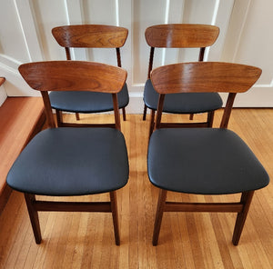 Vintage Teak Dining Chairs with Vinyl Seats