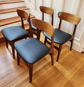 Vintage Teak Dining Chairs with Vinyl Seats