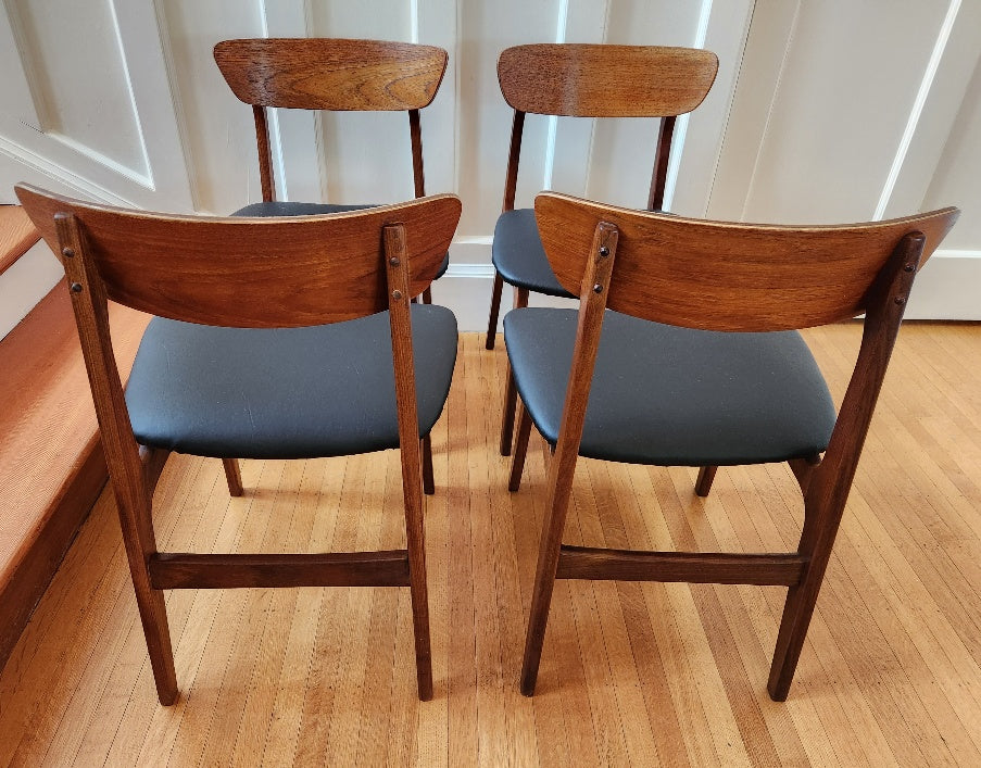 Vintage Teak Dining Chairs with Vinyl Seats