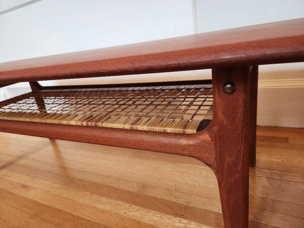 Trioh Teak and Cane Coffee Table