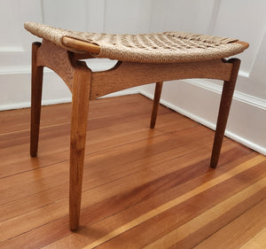 Side view of Sigfred Omann Oak Stool- Cook Street Vintage