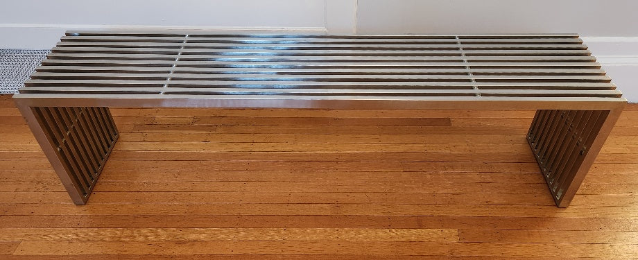 Stainless Steel Slatted Bench – Cook Street Vintage