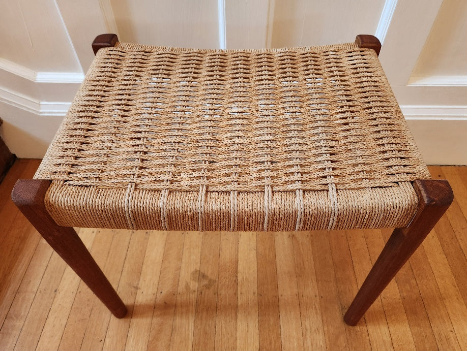 Teak and Danish Cord Stool - Cook Street Vintage
