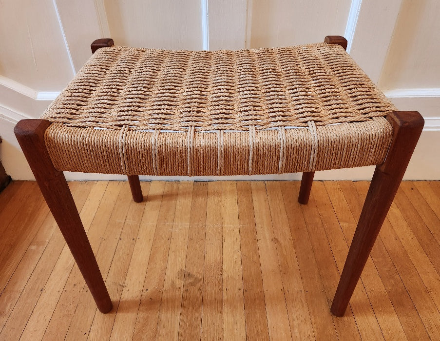 Teak and Danish Cord Stool - Cook Street Vintage