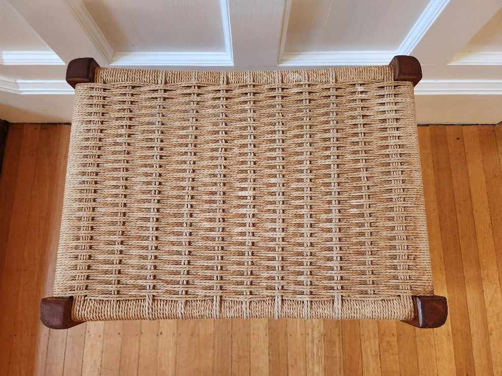 Teak and Danish Cord Stool - Cook Street Vintage
