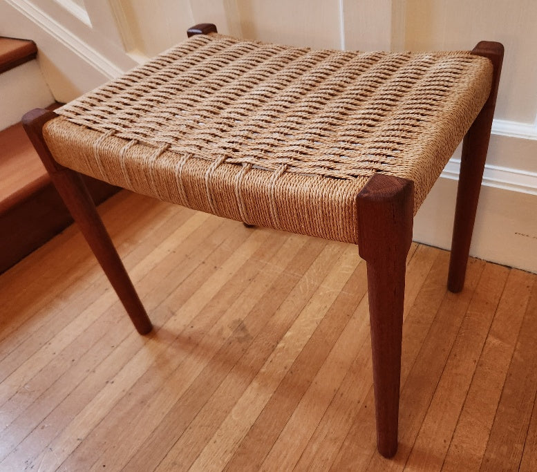 Teak and Danish Cord Stool - Cook Street Vintage