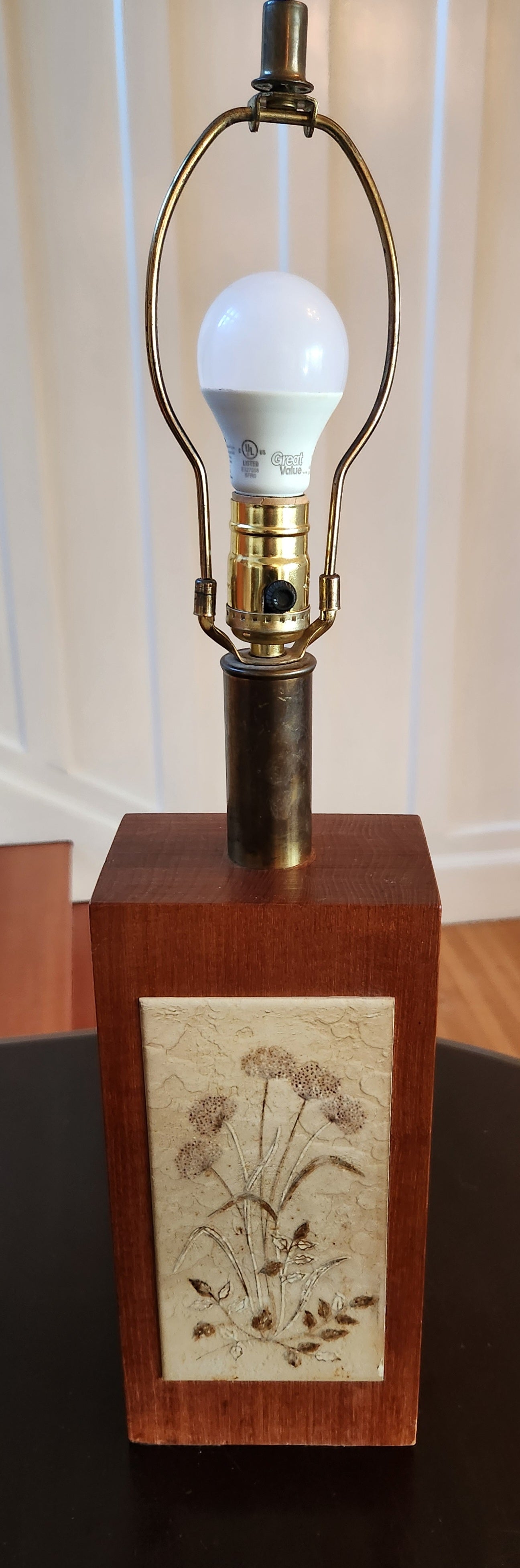 MCM Teak Table Lamp with Tile Insert