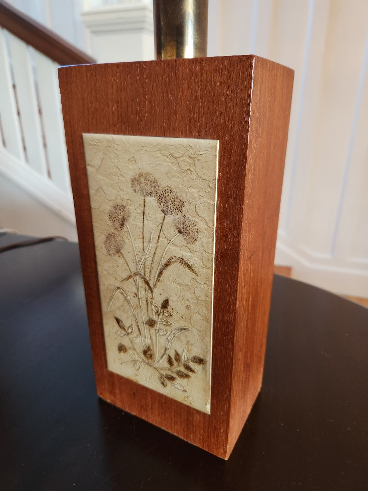 MCM Teak Table Lamp with Tile Insert