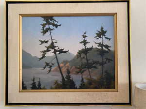 "Howe Sound" Gorgeous landscape by Canadian artist Karl Wood (1944-1990). Oil on canvas- Cook Street Vintage