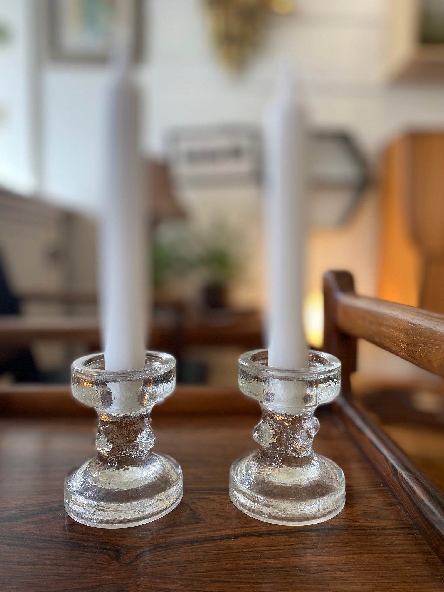 Pair of Melting Glass Candle Holders