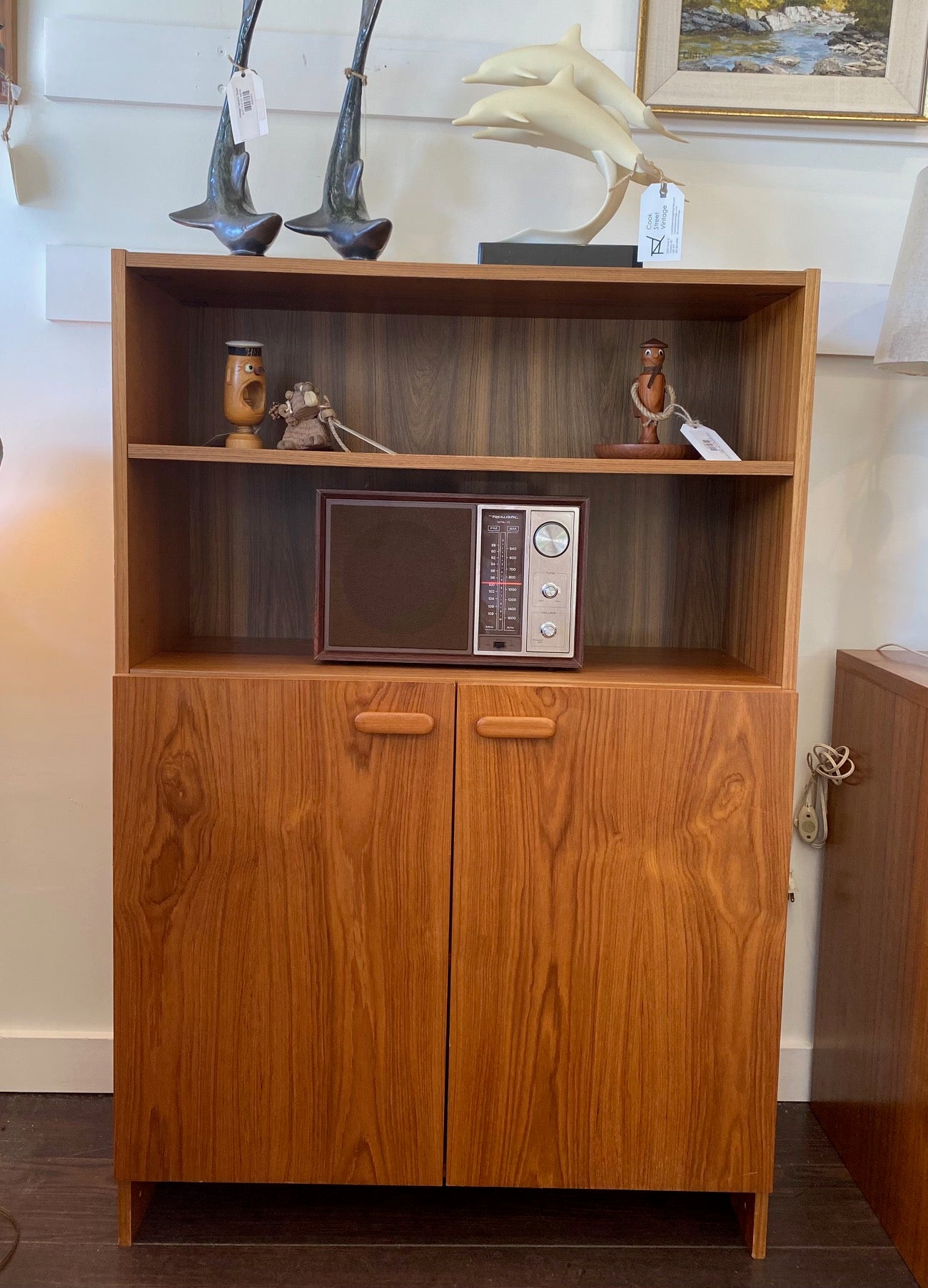Vintage Teak Shelf with Lower Cabinet