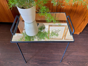 Vintage Expanded Metal Table with Mirror Top