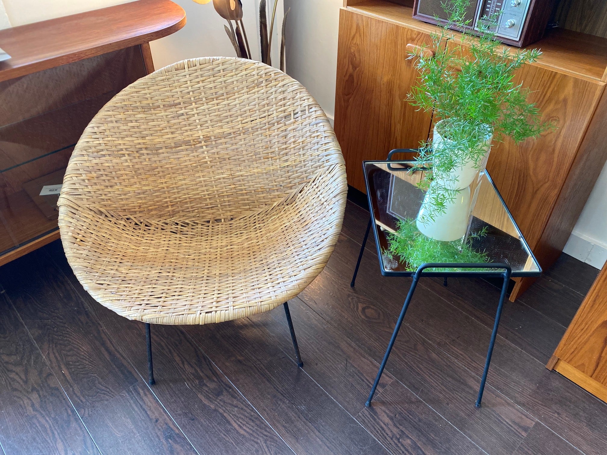 Vintage Expanded Metal Table with Mirror Top