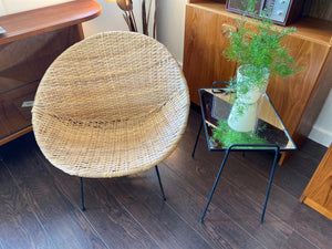 Vintage Expanded Metal Table with Mirror Top