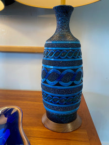 Midcentury Azure Blue Ceramic Table Lamps