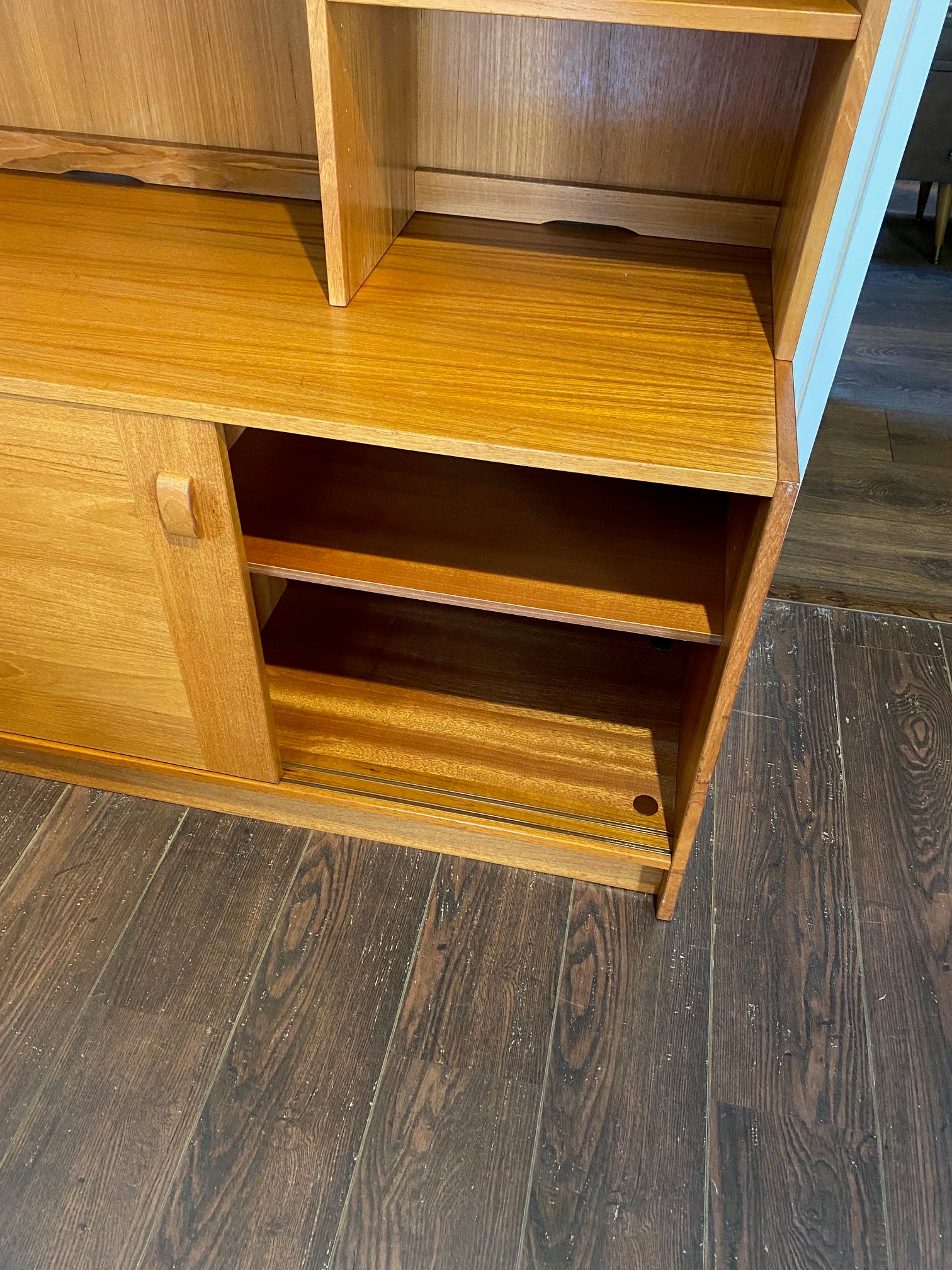 Bottom right cabinet of MCM Teak Hutch by Domino Mobler- Cook Street Vintage