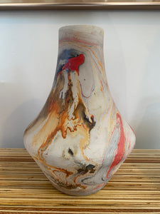 Nemadji pottery vase with stunning swirling patterns and vibrant colours that define the beautiy of traditional Nemadji pottery- Cook Street Vintage