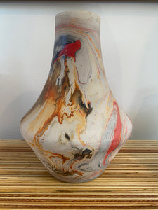 Nemadji pottery vase with stunning swirling patterns and vibrant colours that define the beautiy of traditional Nemadji pottery- Cook Street Vintage