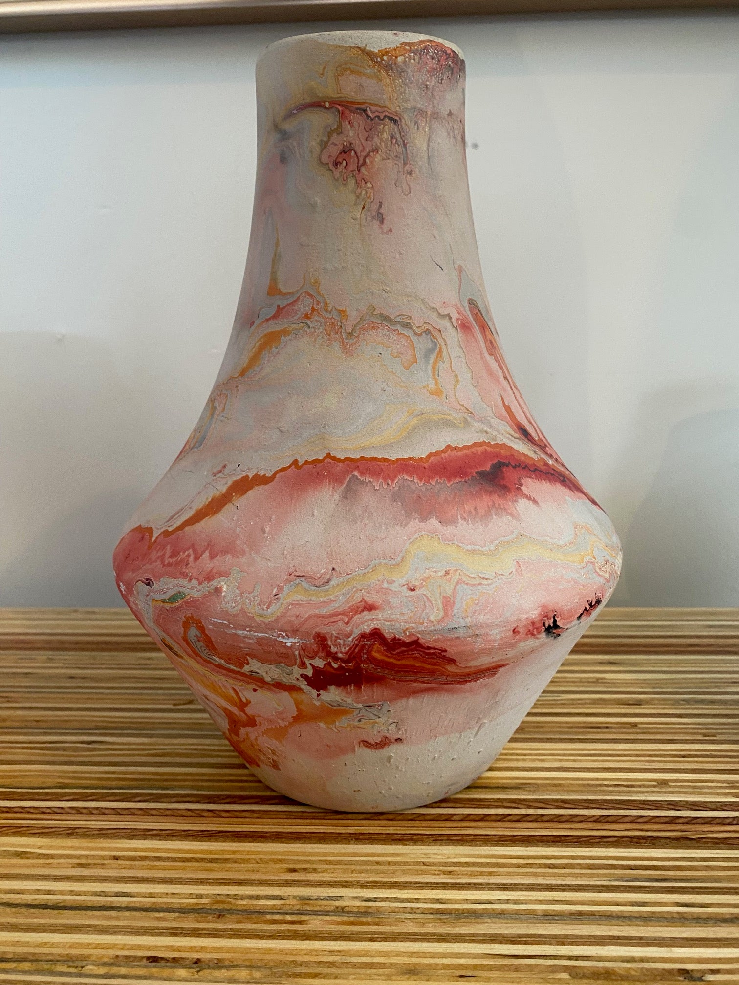 Nemadji pottery vase with stunning swirling patterns and vibrant colours that define the beautiy of traditional Nemadji pottery- Cook Street Vintage