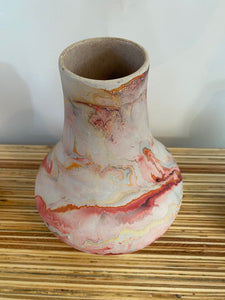 Nemadji pottery vase with stunning swirling patterns and vibrant colours that define the beautiy of traditional Nemadji pottery- Cook Street Vintage