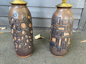 MCM Ceramic Lamp With Geometric Circular Embossed Texture