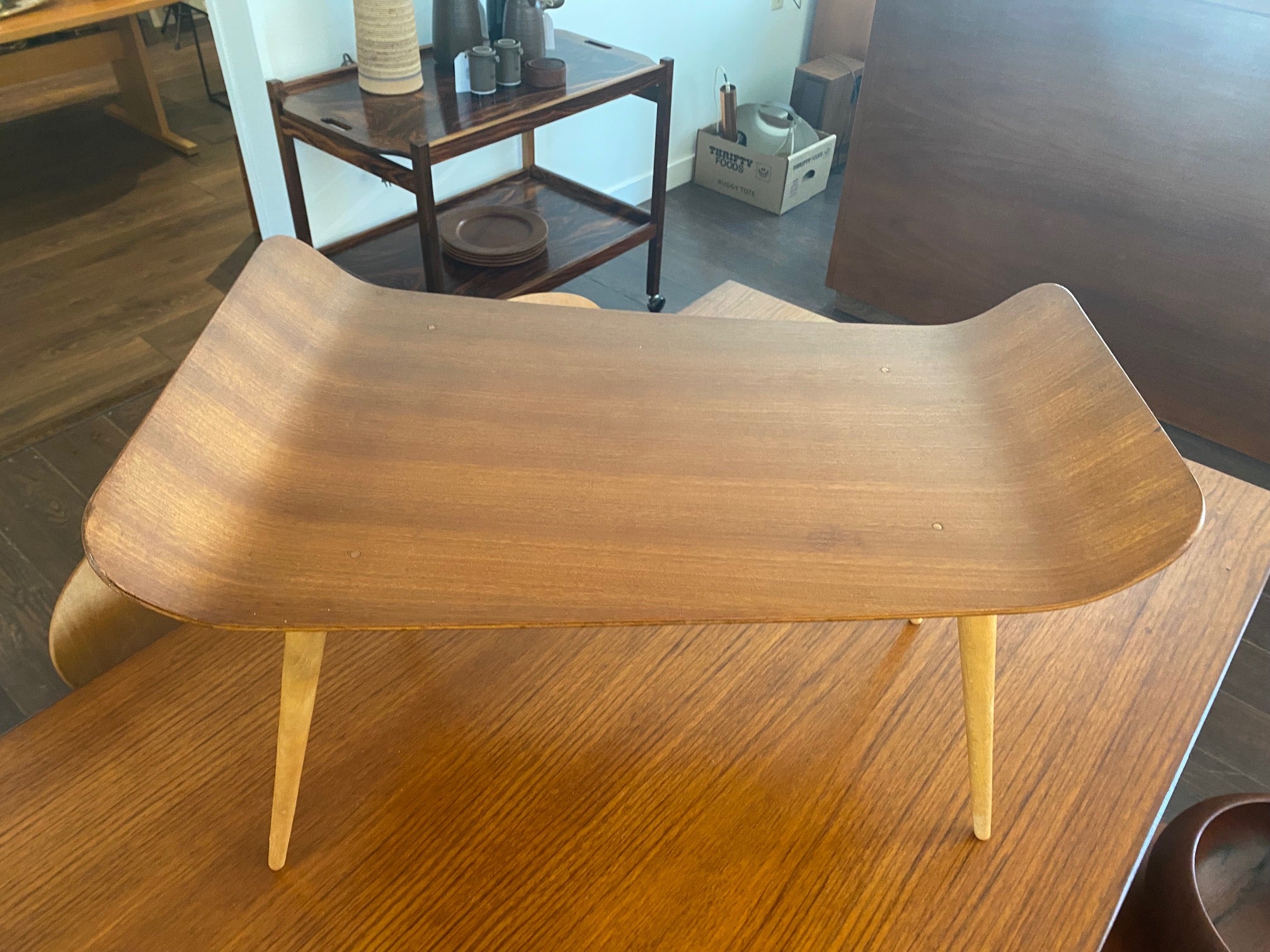 Gorgeous vintage breakfast tray with elegant tapered folding legs. "The Mayfold" made in England by Paragon- Cook Street Vintage