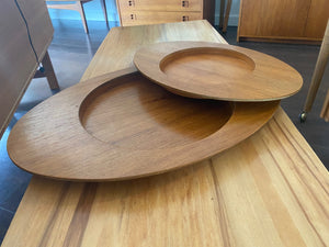 Large Vintage Oval Teak Tray