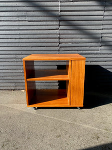 Teak Stereo and Vinyl Record Entertainment Shelf