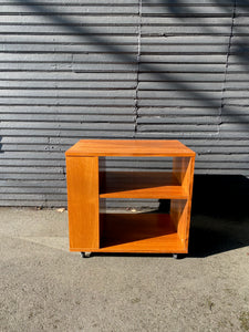 Teak Stereo and Vinyl Record Entertainment Shelf