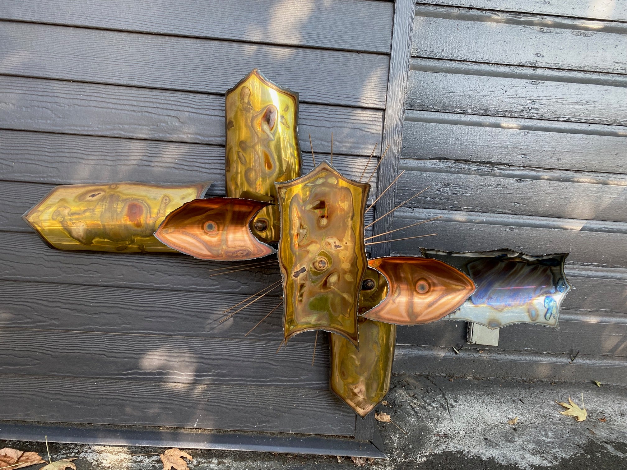 Large Brutalist Copper and Brass Metal Sculpture by Jara Kasik