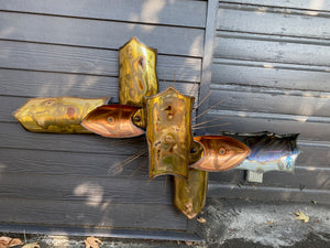 Large Brutalist Copper and Brass Metal Sculpture by Jara Kasik