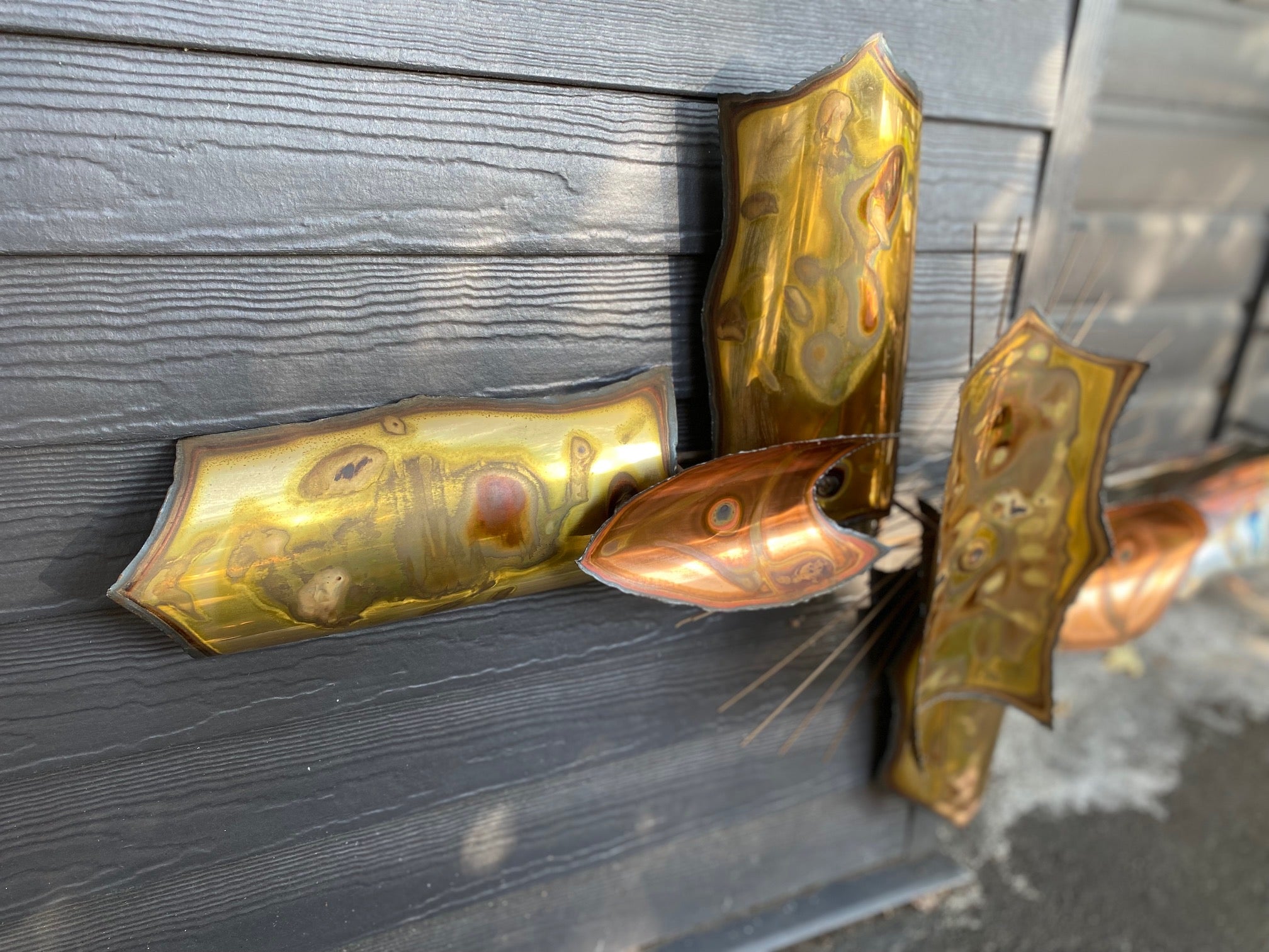 Stunning MCM brutalist metal wall sculpture by Canadian artist Jara Kasik- Cook Street Vintage