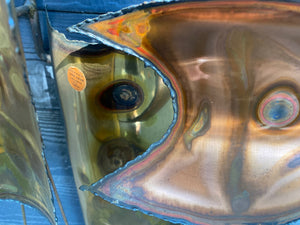 Detail of Stunning mid-century brutalist metal wall sculpture by Canadian artist Jara Kasik- Cook Street Vintage