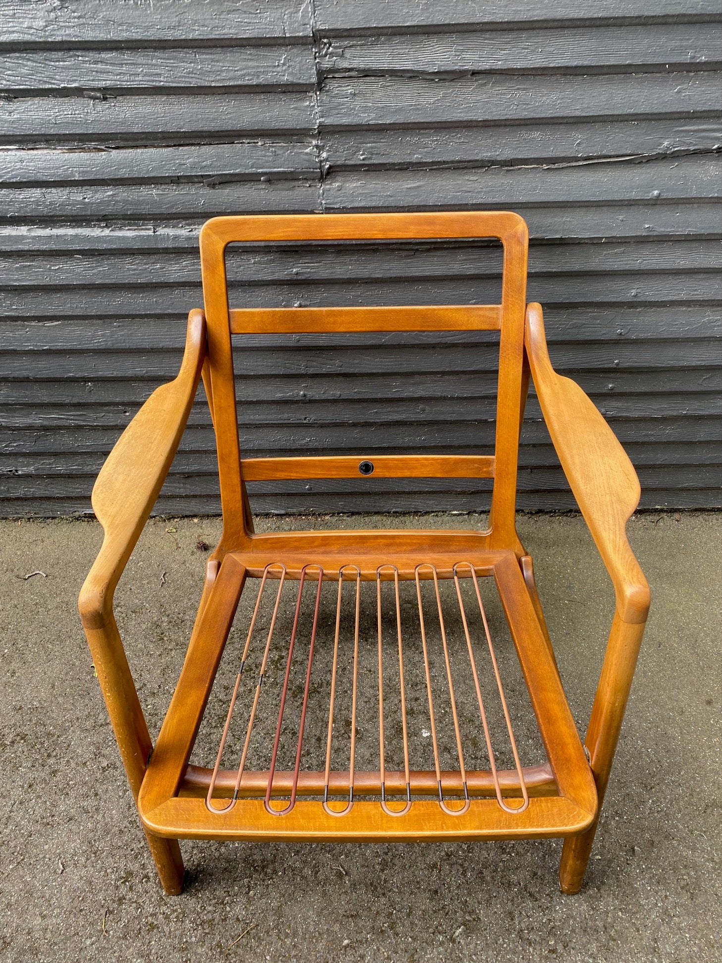 MCM lounge chair designed by&nbsp;Tove &amp; Edvard Kindt - Larsen for France &amp; Daverkosen. Newly upholstered in black tweed. Made in Denmark- Cook Street Vintage