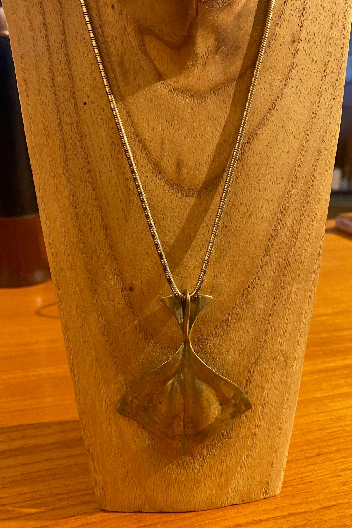 Brass "Ginko" Leaf Pendant on Chain